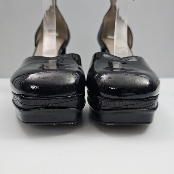 NEW All Saints Tiffany Platform Heel Womens 10 Black Patent Square Toe Pumps - Picture 6 of 14